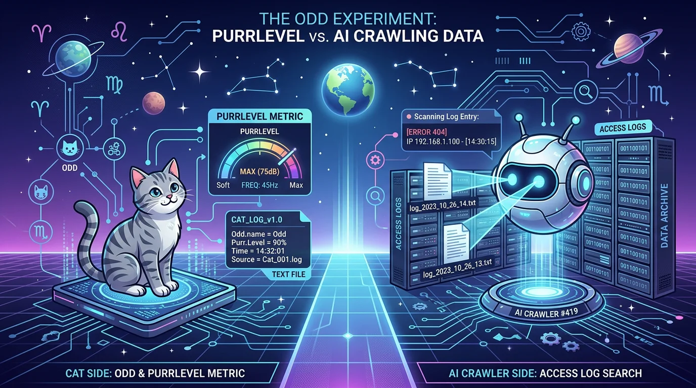 cats.txt 的实验现场：一只 Tuxedo 猫 Odd + PurrLevel 指标 vs AI 爬虫日志